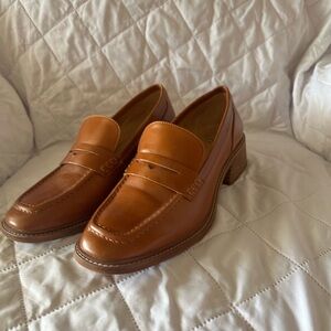 Vince Camuto Women's Tan Leather Penny Loafers